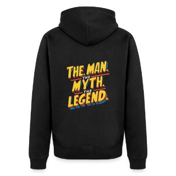 Der Mann Der Mythos Die Legende - Unisex Premium Bio Zip Hoodie - Schwarz - Hinten - Nico (187cm)