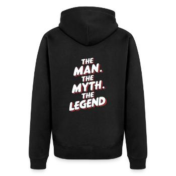 Der Mann, Der Mythos, Die Legende - Unisex Premium Bio Zip Hoodie - Schwarz - Hinten - Nico (187cm)