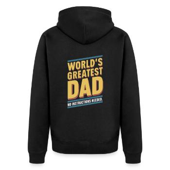 Weltbester Papa Keine Anleitung Nötig - Unisex Premium Bio Zip Hoodie - Schwarz - Hinten - Nico (187cm)