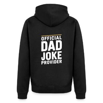 Fournisseur officiel de blagues de papa - Veste à capuche bio Premium Unisexe - noir - Dos - Nico (187cm)