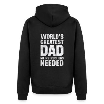 Weltbester Papa Keine Anleitung Nötig - Unisex Premium Bio Zip Hoodie - Schwarz - Hinten - Nico (187cm)