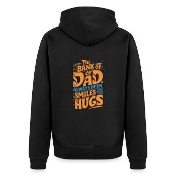 The Bank Of Dad Always Open For Hugs - Unisex Premium Organic Zip Hoodie - black - Back - Nico (187cm)