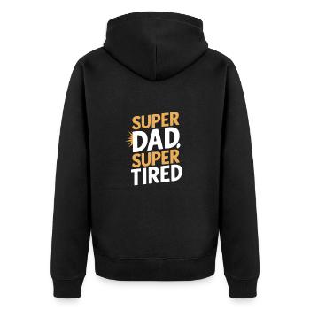 Super papa super fatigué sujet unique - Veste à capuche bio Premium Unisexe - noir - Dos - Nico (187cm)