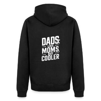 Dads Like Moms Nur Cooler - Unisex Premium Bio Zip Hoodie - Schwarz - Hinten - Nico (187cm)