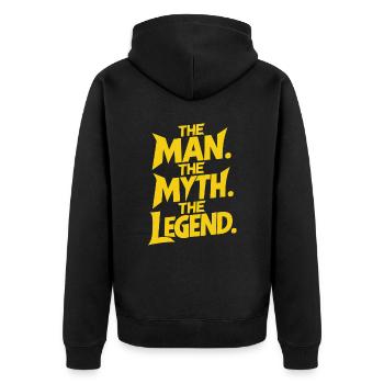 L’homme Le mythe La légende Dynamique - Veste à capuche bio Premium Unisexe - noir - Dos - Nico (187cm)