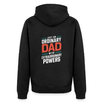 Ordinary dad with extraordinary powers - Unisex Premium Organic Zip Hoodie - black - Back - Nico (187cm)