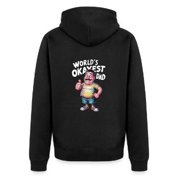 Weltbester Okayester Papa - Unisex Premium Bio Zip Hoodie - Schwarz - Hinten - Nico (187cm)
