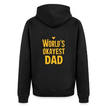 Weltbester Okayester Papa - Unisex Premium Bio Zip Hoodie - Schwarz - Hinten - Nico (187cm)