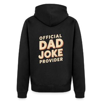 Offizieller Dad Joke Provider - Unisex Premium Bio Zip Hoodie - Schwarz - Hinten - Nico (187cm)