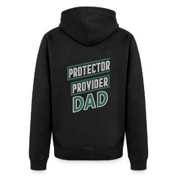 Protector Provider Dad Stolzer Vater - Unisex Premium Bio Zip Hoodie - Schwarz - Hinten - Nico (187cm)