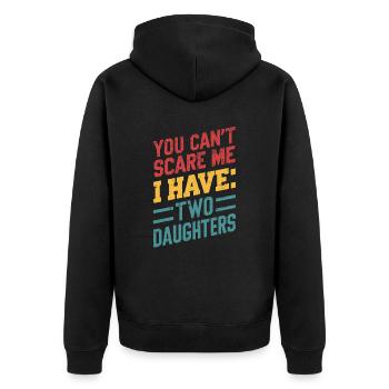 Du Kannst Mich Nicht Erschrecken Ich Habe Zwei - Unisex Premium Bio Zip Hoodie - Schwarz - Hinten - Nico (187cm)