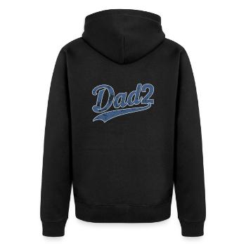 Stolzer Dad2 Mit Vintage Flair - Unisex Premium Bio Zip Hoodie - Schwarz - Hinten - Nico (187cm)