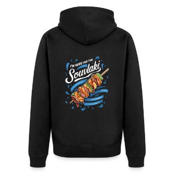 Je suis ici pour l’expérience souvlaki - Veste à capuche bio Premium Unisexe - noir - Dos - Nico (187cm)