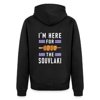 I'm here for the souvlaki Greece holiday - Unisex Premium Organic Zip Hoodie - black - Back - Nico (187cm)