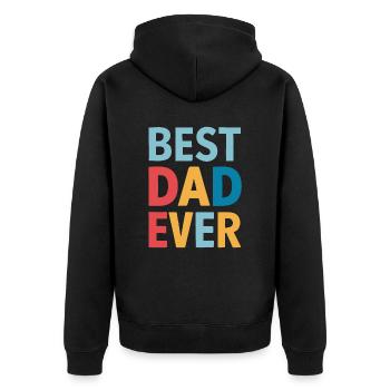 Bester Papa Aller Zeiten Farbenfroh - Unisex Premium Bio Zip Hoodie - Schwarz - Hinten - Nico (187cm)