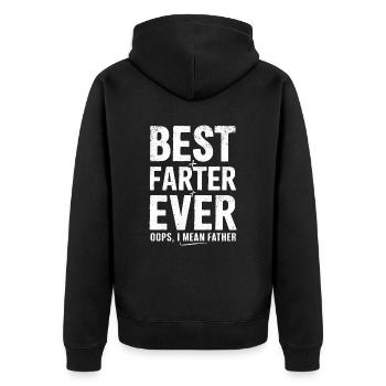 Bester Farzender Vater Aller Zeiten - Unisex Premium Bio Zip Hoodie - Schwarz - Hinten - Nico (187cm)