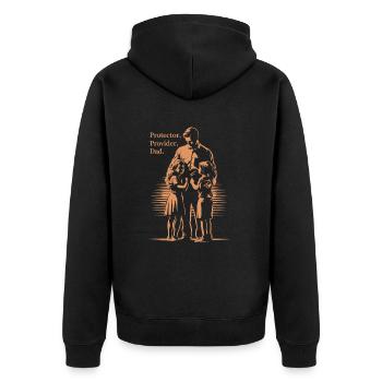 Schützer, Versorger, Vater - Ehre Deinen Helden - Unisex Premium Bio Zip Hoodie - Schwarz - Hinten - Nico (187cm)