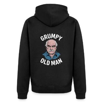 Grumpy Old Man Lustiger Spruch - Unisex Premium Bio Zip Hoodie - Schwarz - Hinten - Nico (187cm)