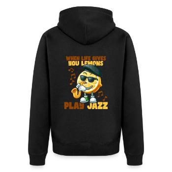Quand la vie vous donne des citrons - Veste à capuche bio Premium Unisexe - noir - Dos - Nico (187cm)