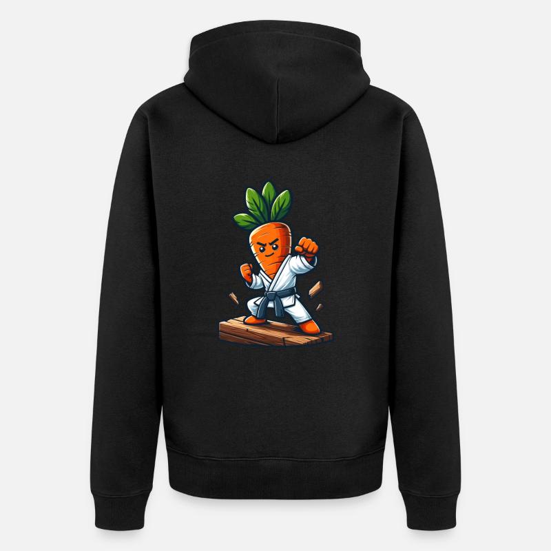 Karaté Carrot Master Fighter Pose - Veste à capuche bio Premium Unisexe - noir