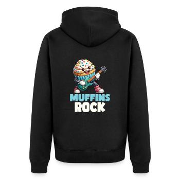 Muffin musical avec guitare - Veste à capuche bio Premium Unisexe - noir - Dos - Nico (187cm)