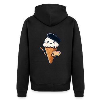 Picturesque Summer Delight Ice Cream - Unisex Premium Organic Zip Hoodie - black - Back - Nico (187cm)