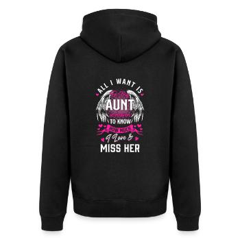 Aunt in Heaven - Unisex Premium Organic Zip Hoodie - black - Back - Nico (187cm)
