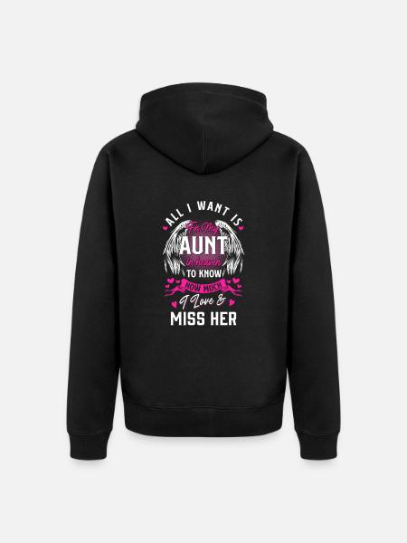 Aunt in Heaven - Unisex Premium Organic Zip Hoodie - black