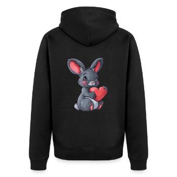Mignon lapin tenant une illustration de coeur parfaite pour - Veste à capuche bio Premium Unisexe - noir - Dos - Nico (187cm)