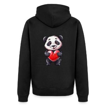 Adorable Panda Holding Heart - Sweet Panda Design - Unisex Premium Bio Zip Hoodie - Schwarz - Hinten - Nico (187cm)