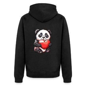 Adorable Panda Holding Heart Cartoon Illustration - Unisex Premium Organic Zip Hoodie - black - Back - Nico (187cm)