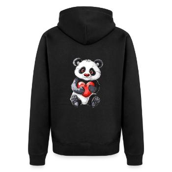 Adorable Panda Holding Red Heart For Panda Lovers - Unisex Premium Bio Zip Hoodie - Schwarz - Hinten - Nico (187cm)
