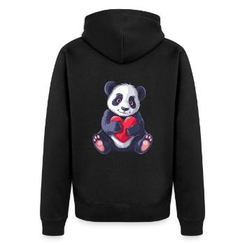 Cute Panda Holding Heart Adorable Animal Love - Unisex Premium Organic Zip Hoodie - black - Back - Nico (187cm)