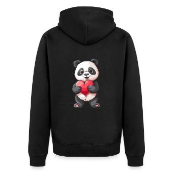Cute Panda Holding Heart for Animal Lovers - Unisex Premium Bio Zip Hoodie - Schwarz - Hinten - Nico (187cm)