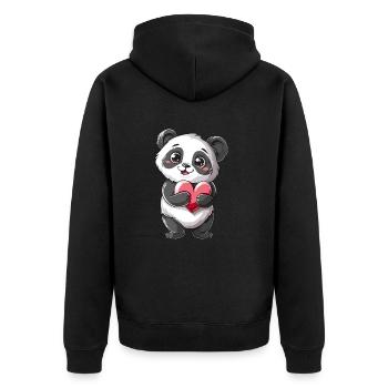 Adorable Panda Holding Heart - Cute Kawaii Panda - Unisex Premium Bio Zip Hoodie - Schwarz - Hinten - Nico (187cm)
