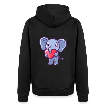 Adorable Elephant With Heart Illustration for - Unisex Premium Organic Zip Hoodie - black - Back - Nico (187cm)