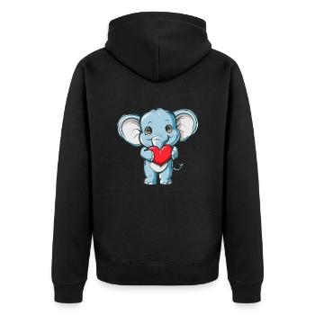 Adorable Elephant Holding Heart Cute Love - Unisex Premium Bio Zip Hoodie - Schwarz - Hinten - Nico (187cm)