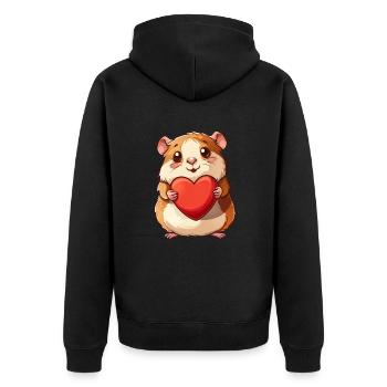 Adorable Hamster Holding Heart Cute Animal Art - Unisex Premium Bio Zip Hoodie - Schwarz - Hinten - Nico (187cm)