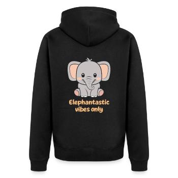 Elephantastic Vibes Nur süßer Elefant - Unisex Premium Bio Zip Hoodie - Schwarz - Hinten - Nico (187cm)