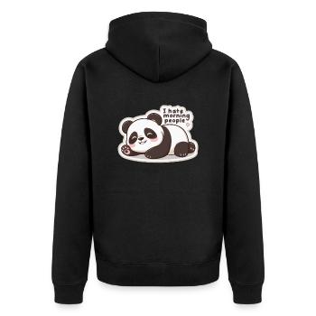 I Hate Morning People Cute Lazy Panda - Unisex Premium Organic Zip Hoodie - black - Back - Nico (187cm)