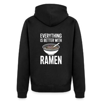 Alles Ist Besser Mit Ramen - Nudelsuppe Liebhaber - Unisex Premium Bio Zip Hoodie - Schwarz - Hinten - Nico (187cm)