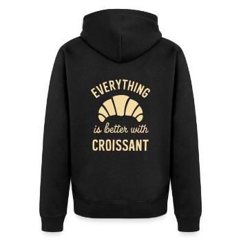 Alles Ist Besser Mit Croissant - Unisex Premium Bio Zip Hoodie - Schwarz - Hinten - Nico (187cm)