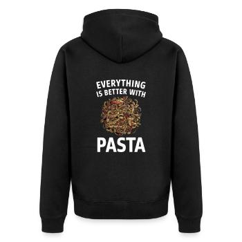 Alles Ist Besser Mit Pasta - Unisex Premium Bio Zip Hoodie - Schwarz - Hinten - Nico (187cm)