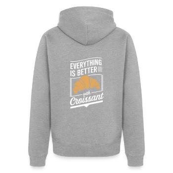 Tout est meilleur avec un petit-déjeuner croissant - Veste à capuche bio Premium Unisexe - gris chiné - Dos - Nico (187cm)