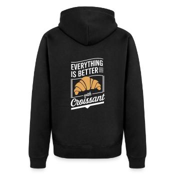 Tout est meilleur avec un petit-déjeuner croissant - Veste à capuche bio Premium Unisexe - noir - Dos - Nico (187cm)