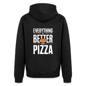Alles Ist Besser Mit Pizza - Lustiges Pizza - Unisex Premium Bio Zip Hoodie - Schwarz - Hinten - Nico (187cm)
