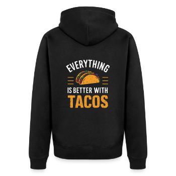 Alles Ist Besser Mit Tacos - Unisex Premium Bio Zip Hoodie - Schwarz - Hinten - Nico (187cm)