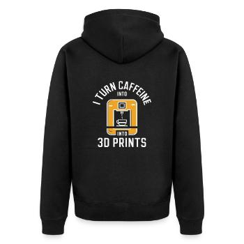 Ich Verwandle Koffein In 3D Prints 3D Drucker - Unisex Premium Bio Zip Hoodie - Schwarz - Hinten - Nico (187cm)