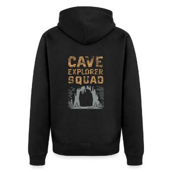 Cave Explorer Squad Abenteuer - Unisex Premium Bio Zip Hoodie - Schwarz - Hinten - Nico (187cm)