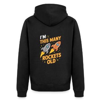 Ich Bin Zwei Raketen Alt - Kids 2 Years Old, - Unisex Premium Bio Zip Hoodie - Schwarz - Hinten - Nico (187cm)